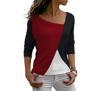 Sarin Mathews Casual Short Sleeve Color Block Tunic Blouse